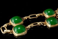 "This is a very beautiful, old and unique PEKING GLASS GILDED SILVER c. 1940 bracelet. The bracelet has a marvelous Peking glass with deep green color (11 x 11 mm) with gilded silver. It measures 7\" x 1/2\". The bracelet has a very unique and elegant feel to it and is in very good condition. 0.7 AOJFPC-806-124" Deep Green Color, Navajo Turquoise, Hinged Bracelet, Vintage Navajo, Green Jade, Photo Bracelet, Jade Green, Vintage Diamond, Vintage Italian