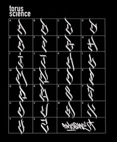 a black and white poster with the words torus science written in cursive writing