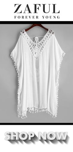 Shop the Season's Hottest clothing Trends, Low Price, 15% Off Your First order! Fashion Women Clothing Shop Online. 30 Day Returns Warranty, Free Shipping. Buy Now! #ZAFUL #summerfashion #swimwear #coverups Crochet White Dress, High Neck Black Dress, Crochet Panel, Beach White Dress, Mode Retro, Kaftan Designs, Crochet White, Beach Coverup Dress, Beach Dresses Summer