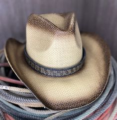 This beautiful Rattle Snake Hat Band is 1" wide and 21" long and is adjustable to fit any size hat with the slip knot leather ties. You have the option to buy just the hat band or include a hat that is pictured in this listing.  I am offering a beige distressed hat or a light brown distressed hat.  The hats come in one size and fit most heads with an elastic sweat band.  I will also provide hat sizers incase you need to make it a little smaller. This is a made to order item,  please allow at lea Western Hats With Adjustable Fit For Country Events, Adjustable Hats For Rodeo, Western Fedora With Adjustable Fit, Adjustable Country Hats For Western-themed Events, Western Style Fedora With Adjustable Fit, Brown Curved Brim Top Hat For Ranch, Adjustable Fedora Hat Bands For Rodeo, Adjustable Country Style Hat Band For Country Events, Adjustable Fit Country Fedora For Rodeo