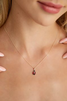 This adorable Gold Ladybug Necklace features a charming ladybug pendant adorned with vibrant red enamel detailing. The dainty design makes it the perfect lucky charm necklace to add a playful yet elegant touch to any outfit. Crafted with high-quality gold plating, this cute animal necklace is ideal for both casual and formal wear, bringing a little bit of good luck wherever you go. 🌟 High quality 14k solid gold for lasting shine and durability. 🌿 Expertly handcrafted for superior quality and d Ladybug Necklace, Gold Necklace Dainty, Lucky Charm Necklace, Magnetic Necklace, Animal Necklace, Animal Pendant, Necklace Cute, Pendant For Women, 14k Gold Necklace