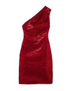 tulle, sequins, solid color, deep neckline, one-shoulder, no pockets, side closure, zip, fully lined , Color: Red , Size: 4 Tulle Coat, Halterneck Mini Dress, Tulle Mini Dress, Womens Short Dress, Designer Maxi Dress, Red Sequin, Mini Dresses For Women, Date Night Dresses, Dress For Short Women