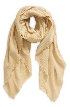 Whether it's warming your neck or unfolded to wrap yourself in at the end of beach day, this cotton gauze scarf is an easy fave. 66"L x 46 1/2"W 100% cotton Dry clean Imported Trendy Cotton Summer Scarves, Trendy Cotton Scarf For Summer, Trendy Cotton Scarves For Summer, Casual Beige Scarves For Beach, Trendy Summer Cotton Scarves, Lightweight Cotton Casual Scarf, Casual Lightweight Cotton Scarves, Lightweight Cotton Casual Scarves, Casual Linen Scarves For Summer