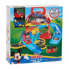 the mickey mouse show in go garage playset is packed with toys and accessories for kids