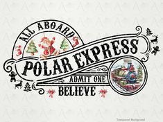 an old - fashioned christmas card with the words polar express and santa clause on it