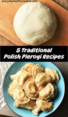 Top down view of pierogi dough and pierogi in blue bowl. Farmers Cheese Pierogi Recipe, Best Pierogi Dough Recipe, Cheese Pierogi Recipe, Pierogi Recipes, Sauteed Cabbage, Polish Traditions