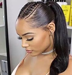 Straight Drawstring Ponytail 1 Piece extension women natural color black 24" | eBay Ponytail With Braids, Braids Tutorial, Weave Ponytail Hairstyles, Sleek Ponytail Hairstyles, Black Ponytail Hairstyles, Braided Ponytail Hairstyles, Pelo Afro, Hair 2018, A Pony