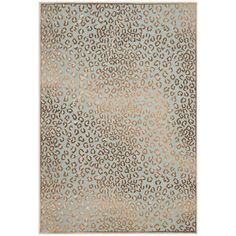 a rug with an animal print pattern on the front and back of it, in light blue