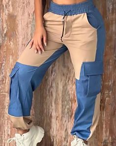 Elluis - Stylish Colorblock Patchwork Crop Top and Pants Set Crop Top And Pants Set, Patchwork Crop Top, Crop Top Pants Set, Crop Top And Pants, Fall Attire, Printed Casual Dresses, Top And Pants Set, Patchwork Dress, Swimwear Cover