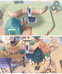 two different views of the same area in animal crossing