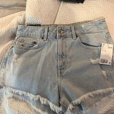 H&M Size 6 Cuffed Denim Jeans, Pink Denim Shorts, Light Denim Jeans, Brown Jeans, Cuffed Denim Shorts, White Jean Shorts, Black Jean Shorts, H&m Shorts, High Waisted Jean Shorts