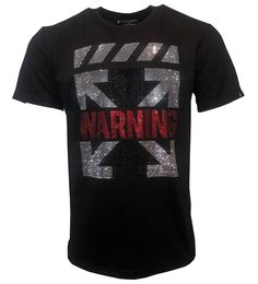 Warning Rhinestone Tee  Crew neck short sleeve Tees, Made in China Black Rhinestone T-shirt For Streetwear, Black Short Sleeve T-shirt With Glitter Print, Black T-shirt With Glitter Print And Short Sleeves, Streetwear Crew Neck Tops With Rhinestones, Rhinestone Crew Neck Tops For Streetwear, Crew Neck Rhinestone Tops For Streetwear, Casual Crew Neck T-shirt With Rhinestones, Crew Neck Tops With Rhinestones For Streetwear, Casual Summer T-shirt With Rhinestones