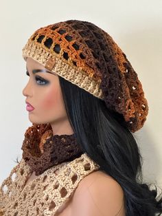 This set of hat and scarf is a great idea for gifts . Best gift for mom, sister, girlfriend for any special occasions. With the unique lacy design using bar and lattice crochet pattern makes this set a very special and fashionable gift for yourself and for love ones.  Slouchy beanie measures 20"- 22" in circumference and it has the length of 13.5" inches that gives the beanie a beautiful drape on the back of your head. Scarf measures approximately 5.5"-6" inches wide and 80" inches long and you Winter Head Scarf, Best Gift For Mom, Crochet Idea, Best Gifts For Mom, Crochet Winter, Winter Set, Hat And Scarf, Slouchy Beanie, Beautiful Drapes