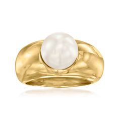 C. 1980 Vintage Cartier 8.5mm Cultured Pearl Ring in 18kt Yellow Gold. Size 5. C. 1980. Classic Cartier style, direct from our Estate collection. This refined ring features a luminous 8.5mm cultured pearl centered on a glossy band of 18kt yellow gold. Not just a fabulous pearl statement, but an ultra-sophisticated designer find worth treasuring. Serial no. 77036847. 3/8" wide. Cartier pearl ring. Exclusive, one-of-a-kind Estate Jewelry. Pearl birthstones are the perfect gift for June birthdays. Luxury Everyday Yellow Gold Pearl Ring, Luxury Classic Gold Pearl Ring, Luxury Vintage Gold Pearl Ring, Luxury Yellow Gold Pearl Ring Hallmarked, Luxury Yellow Gold Pearl Ring With Polished Finish, Pearl Jewelry Ring, Cultured Pearl Ring, Pearl Birthstone, Keshi Pearls