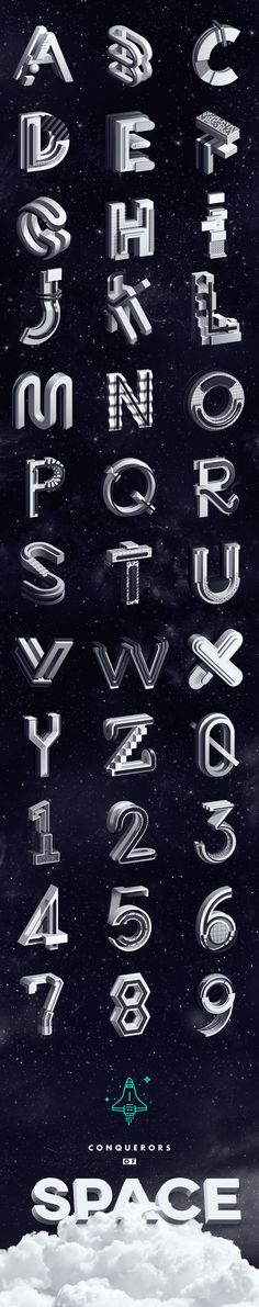 some type of font that is in the air with clouds and stars around it, as well