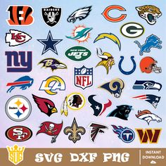 the nfl logo is shown in many different colors