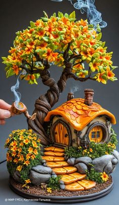 Нейросеть для вдохновения и идей #лепка #творчество Buddha Tree, Diy Fairy Door, Clay Fairy, Clay Fairy House, Clay Fairies, Diy Fairy, Fairy House