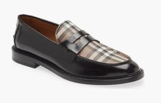 New In Original Box With Tags-  $800 MSRP Burberry's iconic check framed in apron-toe stitching lets you go bold and distinctive in a penny loafer that's crafted smartly from polished Italian leather. About this item:  Men's stylish leather slip on loafer loafer Burberry styles feature innovative technology for optimal cushioning, shock absorption, and all-day comfort. Lightweight construction for a natural step Footbed features built-in contoured arch support Size US-  7 EU sizing to US Sizing  Mens EU-  40  US -  7 EU-  41  US-   8 EU-  42- US-   9 EU-  43  US-  10 EU-  44  US-  11 EU-  45  US-  12 EU-  46  US-  13 Shipping:    Arrives in 3 to 4 business days via USPS First Class.  Priority shipping is available at checkout.  All orders ship out within 24 hours.  We offer hassle free aut Burberry Mens, Penny Loafer, Burberry London, A Penny, Penny Loafers, Leather Slip Ons, Mens Casual Shoes, Arch Support, Italian Leather