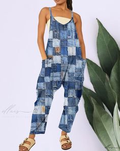 Elluis - Contemporary Sleeveless Jumpsuit with Denim-Inspired Print and Functional Pocket Detail Denim Short Jumpsuit, Blazer And Skirt Set, Pocket Jumpsuit, Blazer And Skirt, Patched Jeans, Printed Blazer, Sleeveless Jumpsuits, Denim Jumpsuit, Short Jumpsuit