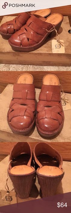 NWT Born golden sand Pollina clogs heels shoes 6 NWT Born brand Pollina light brown golden sand clogs heels slip on shoes size 6 heel approx 3 Born Shoes Mules & Clogs