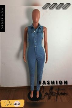 Plus Size Solid Sleeveless Side Hollow Out Button Up High Waist Bodycon Summer Denim Women Jumpsuits Non-stretch Sleeveless Denim Blue Jumpsuits And Rompers, Solid Sleeveless Denim Jumpsuit For Summer, Denim Blue Sleeveless Non-stretch Jumpsuits And Rompers, Casual Sleeveless Solid Denim Jumpsuit, Sleeveless Solid Denim Jumpsuit For Summer, Sleeveless Denim Jumpsuits And Rompers With Button Closure, Fitted Denim Overall Vest In Casual Style, Trendy Non-stretch Sleeveless Denim Jumpsuit, Sleeveless Denim Jumpsuit With Buttons