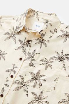 The Mai Tai Shirt features a custom palm print atop a breathable cotton/linen button-up woven shirt. 60% cotton / 40% viscose blend Allover palm print Pocket at left chest Garment washed Clean-finished interior Model is 5'4, 110lbs and wears a size L Long Sleeve White Hawaiian Shirt For Vacation, White Long Sleeve Hawaiian Shirt For Vacation, Relaxed Cotton Top With Palm Tree Print, Summer Cotton Camp Shirt With Palm Tree Print, White Tropical Camp Shirt With Palm Tree Print, White Cotton Hawaiian Shirt With Palm Tree Print, Cotton Hawaiian Shirt With Palm Tree Print, Casual White Hawaiian Shirt With Palm Tree Print, White Hawaiian Camp Shirt With Palm Tree Print