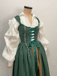 Colorful Ren Faire Outfit, Elf Renfaire Outfit, Medieval Ruffle Dresses For Costume Party, Medieval Ruffled Dresses For Costume Party, Vintage Dresses For Medieval Festivals, Historical Costume Dresses For Medieval Festivals, Medieval Fitted Dress With Ruffles, Medieval Fitted Ruffle Dress, Medieval Style Fitted Ruffle Dress