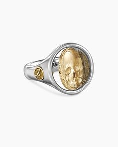 Life and Death Duality Signet Ring in Sterling Silver with 18K Yellow Gold, 20mm Holiday Lookbook, Amulet Charm, Rare Gemstones, Small Accessories, High Jewelry, David Yurman, Unique Engagement Rings, Silver Rose Gold, Jewelry Pouch