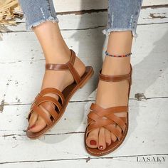 Lasaky - Cozy Flip Flop Shoes Casual Brown Sandals With Flat Heel, Casual Open Toe Flats For Fall, Casual Ankle-high Sandals With Cushioned Footbed, Trendy Slip-on Sandals For Fall, Casual Brown Ankle-high Sandals, Casual Brown Sandals With Round Toe, Casual Brown Round Toe Sandals, Comfortable Open Toe Casual Flats, Brown Ankle-high Sandals For Fall