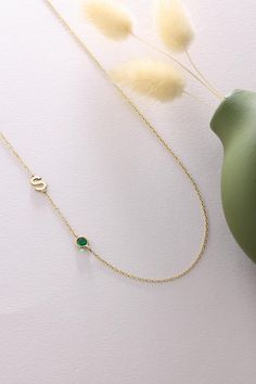 Welcome to Dainty Design Jewelry** ♥ Discover the elegance of our Sideways Initial Birthstone Necklace, the perfect gift for wife, mom, girlfriend, fiancée, aunt, grandma, birthday, and special occasions like Christmas and Mother's Day. Our jewelries are also available in silver, offering a unique and stylish touch for anyone who loves dainty jewelry. YOUR PERSONALIZATION ♡ * Design can be personalized with the following BIRTHSTONE COLORS: January - Garnet February - Amethyst March - Aquamarine April - Diamond May - Emerald June - Alexandrite July - Ruby August - Peridot September - Sapphire October - Pink Tourmaline November - Citrine December - Blue Topaz **DETAILS** **Material Solid Sterling Silver 925 **Finish Options - Sterling Silver 925 - Gold Filled - Rose Gold Filled All raw mater Elegant Birthstone Necklace For Birthday And Valentine's Day, Elegant Birthday Birthstone Necklace For Valentine's Day, Elegant Valentine's Day Birthday Birthstone Necklace, Elegant Birthstone Necklace For Mother's Day Birthday, Elegant Birthstone Necklace For Birthday On Mother's Day, Elegant Birthstone Necklace For Birthday And Mother's Day, Elegant Initial Pendant Birthstone Necklace For Birthday, Green Birthstone Necklace For Birthday, Elegant May Birthstone Necklace For Birthday