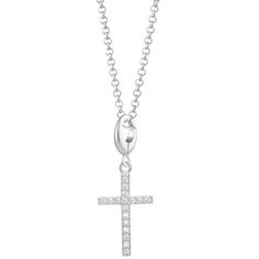 Our timeless sterling silver cross necklace radiates with the addition of 17 Cubic Zirconia crystals, creating a subtle yet sophisticated look. Hanging gracefully from our sterling silver belcher chain, this classic sterling silver pendant necklace will captivate onlookers.  All our charms attach with a clip-on clasp and are compatible with all other leading charm jewellery brands. Simply clip-on or slide-on to a chain, charm bracelet or charm carrier necklace.  All Lily Charmed jewellery comes Cross Charm Necklace, Matching Jewellery, Silver Cross Necklace, Sterling Silver Cross Necklace, Crystal Cross, Sterling Silver Cross Pendant, Matching Jewelry, Cross Jewelry, Sterling Silver Necklace Pendants