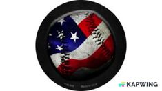 a baseball with the american flag painted on it's side is in a black frame