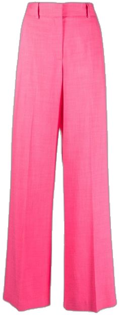 Pink Trousers With Belt Loops, Pink High-waisted Pants With Belt Loops, Pink Workwear Pants With Belt Loops, Pink Bottoms With Belt Loops For Work, Pink Straight Pants With Welt Pockets, Pink Wide Leg Pants With Pockets, Formal Pink High-waist Wide Leg Pants, Formal High Waist Pink Bottoms, Chic Pink Wide Leg Pants