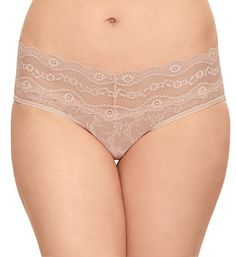 Feel lavish in lace in this sheer panty. Features all-over sheer, soft floral stretch lace. Made from nylon. Scalloped lace along waistband. Sewn-in elastic along leg openings for a custom fit. 4-way stretch for comfort. Mid rise. Sheer, moderate rear coverage. Sewn-in crotch. b.tempt'd by Wacoal Women's Lace Kiss Hipster Panty in Rose Smoke (978282) | Size XL | HerRoom.com Feminine Scalloped Lace Bottoms, Sheer Lace Briefs, Feminine Lace Stretch Bottoms, Sheer Lace Brief Bottoms, Feminine Sheer Stretch Bottoms, Stretch Lace Bottoms With Scalloped Lace, Elegant Stretch Bottoms With Scalloped Lace, Lace Made, Soft Floral