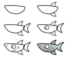 the different types of fish are shown in this drawing lesson, which shows how to draw them