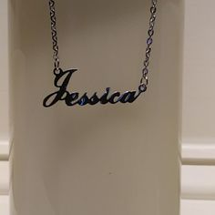 Stainless Steel Name Necklace - Jessica - 17.33 Inches - Brand New... Jessica Name, Cheap Nickel-free Sterling Silver Name Necklace, Akoya Pearl Necklace, Boho Statement Necklace, Pineapple Necklace, Pearl Strands Necklace, Evil Eye Necklace Gold, Graduation Necklace, Christian Necklace