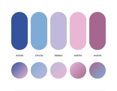 different shades of blue, pink, and purple are shown in this graphic design guide