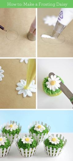 how to make a frosting daisy cupcake for mother's day - step by step instructions