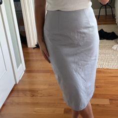 Very Soft Lined Size Xs New With Tags Fitted Gray Casual Skirt, Casual Gray Pencil Skirt, Light Blue Fitted Lined Skirt, Gray Lined Pencil Skirt Bottoms, Fitted Gray Skirt With Pockets, Gray Fitted Skirt With Pockets, Fitted Gray Skirt For Spring, Fitted Blue Pencil Skirt With Pockets, Gray Fitted Skirt For Summer