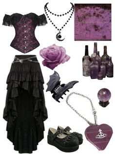 Goth Star Aesthetic, Goth Outfits Feminine, Witchy Punk Aesthetic, Whimsical Goth Style, Cosmic Goth Outfits, 90s Whimsy Goth, Purple Vampire Outfit, Mazzy Star Outfit Aesthetic, Preppy Goth Aesthetic