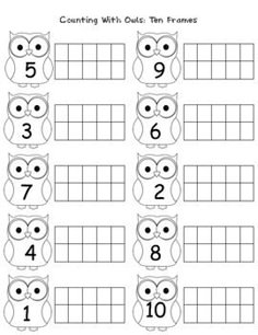 counting with owls ten frames worksheet