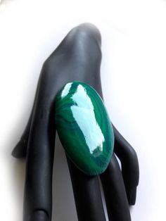 Jumbo Green Ring Huge Brutalist Ring Malachite Pattern - Etsy Bosnia and Herzegovina Handmade Green Oval Crystal Ring, Handmade Adjustable Oval Emerald Ring, Artistic Green Ring Jewelry, Hand Painted Green Rings For Gift, Unique Handmade Adjustable Emerald Ring, Malachite Pattern, Green Gold Ring, Brutalist Ring, Big Statement Rings