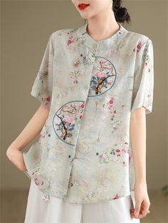 Description Product ID: TP2051728 Material: Polyester Blend Pattern: Embroidery Closure: Button Sleeve: Half Sleeve Season: Summer Style: Fashion, Casual, Vintage Occasion: Daily, Holiday, Travel Package included 1 * Shirt Size Chart (Asian Size) Please allow 1-3 cm measured error. Size Length Chest Sleeve Length M 67cm | 26.4 in 104cm | 40.9 in 26cm | 10.2 in L 68cm | 26.8 in 108cm | 42.5 in 26cm | 10.2 in XL 69cm | 27.2 in 112cm | 44.1 in 26cm | 10.2 in XXL 70cm | 27.6 in 116cm | 45.7 in 26cm | 10.2 in Embroidery Summer, Stand Collar Shirt, Pattern Embroidery, Collar Shirt, Holiday Travel, Half Sleeve, Collar Shirts, Chinese Style, Stand Collar