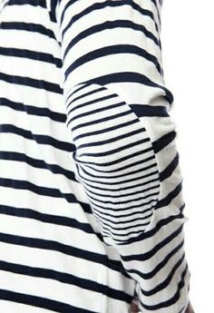 Stripy Tops, Elbow Patches, Striped Sweater, Golf Outfit, Striped Tee, Sewing Inspiration, Fashion Details