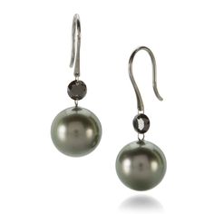 Gellner Tahitian Pearl & Black Diamond Earrings | Quadrum Gallery Black Spinel Necklace, Black Diamond Earrings, Pearl And Diamond Ring, Diamond Drop Earrings, Tahitian Pearls, South Pacific, Pearl Drop Earrings, Gold Pearl, Pearl Drop