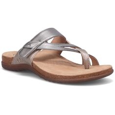 Quarter view Women's Taos Footwear style name Perfect in color Grey/Champagne Metallic. Sku: PRF-14050GRCM Taos, Athletic Men, Perfect Woman, Mens Slippers, Mens Sandals, Thong Sandals, Hook And Loop, Mens Socks, Full Grain Leather