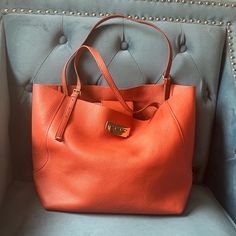 Real Leather Excellent Condition Comes With The A Clip In Mini Purse Msrp: $395 Zac Posen, Orange Leather, Shopper Tote, Mini Purse, Clip Ins, Womens Tote Bags, Burnt Orange, Real Leather, Purse