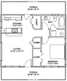 the floor plan for a two bedroom apartment with an attached kitchen and living room area