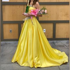 Winning Pageant Dress Size 00 Comes With Matching Earrings *A Little Dirty On The Bottom But Can Be Dry Cleaned* Yellow Pageant Dresses, Yellow Gown, Sherri Hill Dresses, Pageant Dress, Sherri Hill, Size 00, Matching Earrings, Colorful Dresses, Prom Dresses