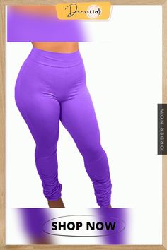 Autumn Sweatpants Women Joggers Stacked Leg Pants Baggy Purple Trousers, Purple Baggy Trousers, Baggy Purple Long Pants, Non-stretch Purple Trousers, Purple Baggy High-waisted Pants, Casual High Stretch Solid Color Bottoms, Casual High-stretch Solid Color Bottoms, Baggy High Waist Purple Bottoms, Trendy Baggy Purple Bottoms